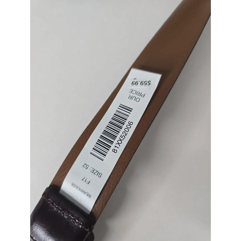 Joseph Abboud Brown Leather Belt Mens Size 52 Handcrafted In Italy 13003-605 NEW